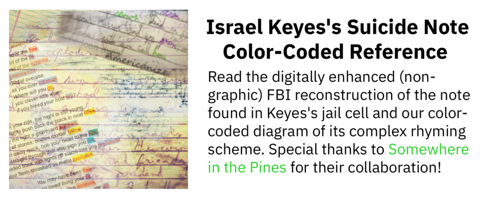 Israel Keyes Suicide Note Color-Coded Reference.